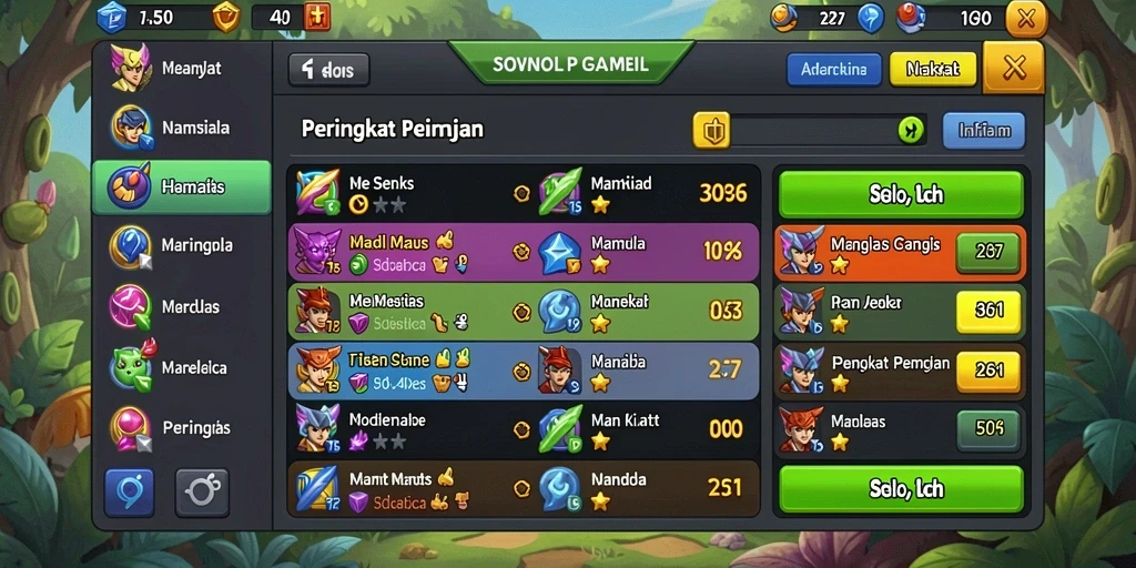 Screenshot memperlihatkan pilihan permainan yang beragam.